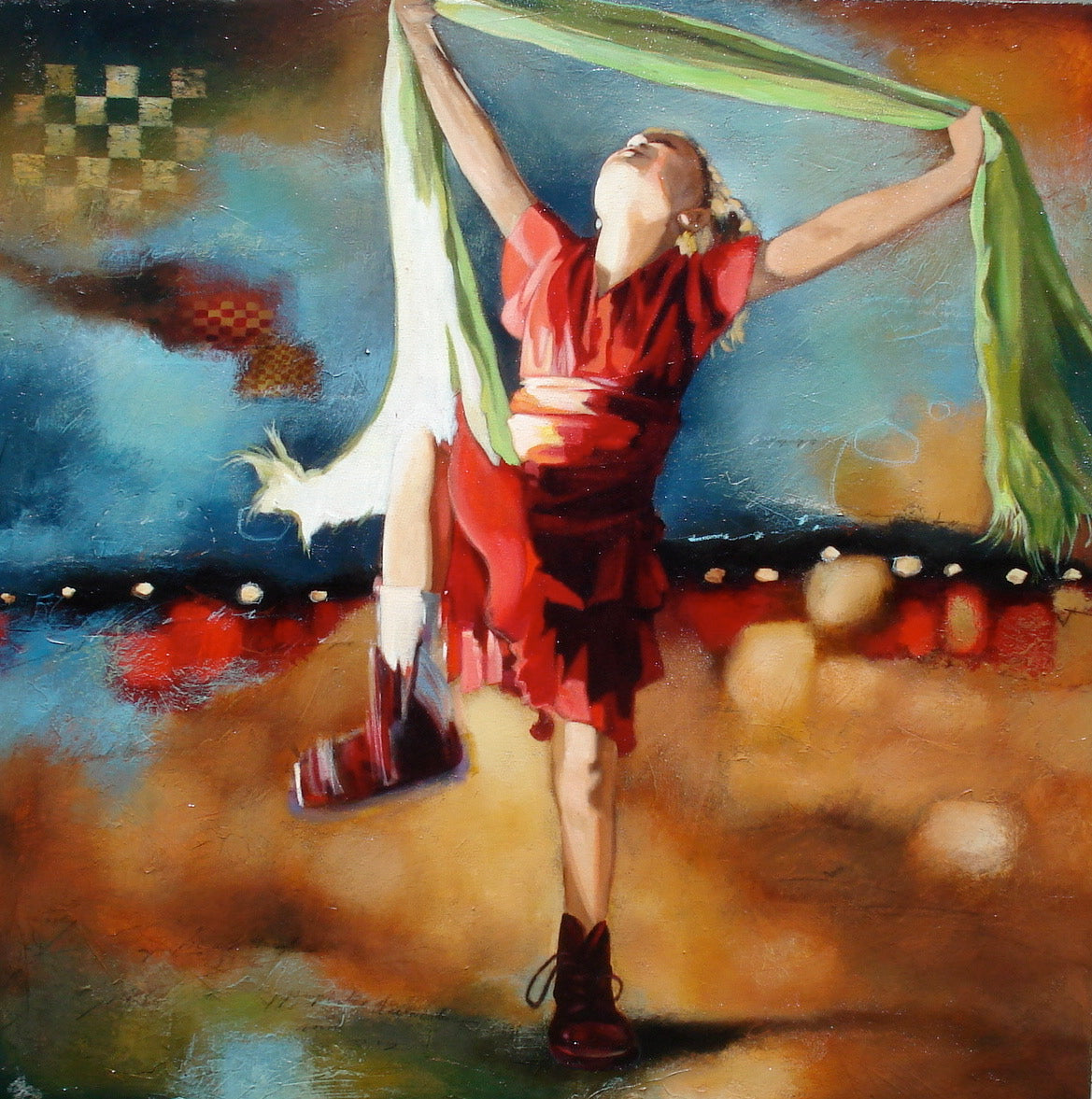 painting of lady in red dress dancing      #2