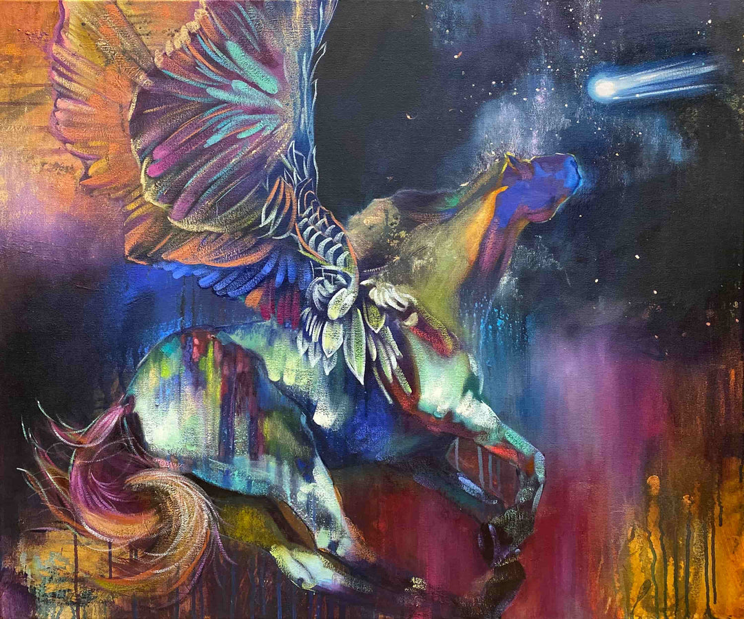  Elli's finished pegasus painting, "Flying North"