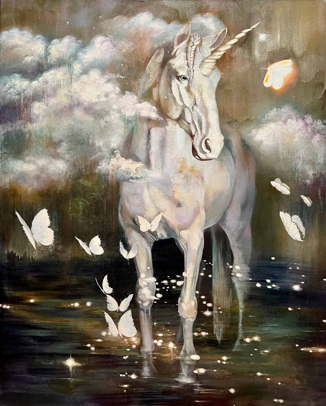"Emissary" original unicorn painting by Elli Milan
