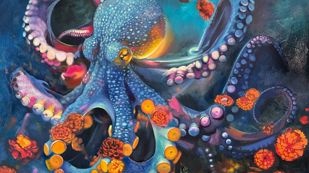 Elli Milan's octopus painting that inspired the Dimitrios Exclusive jewelry collection.