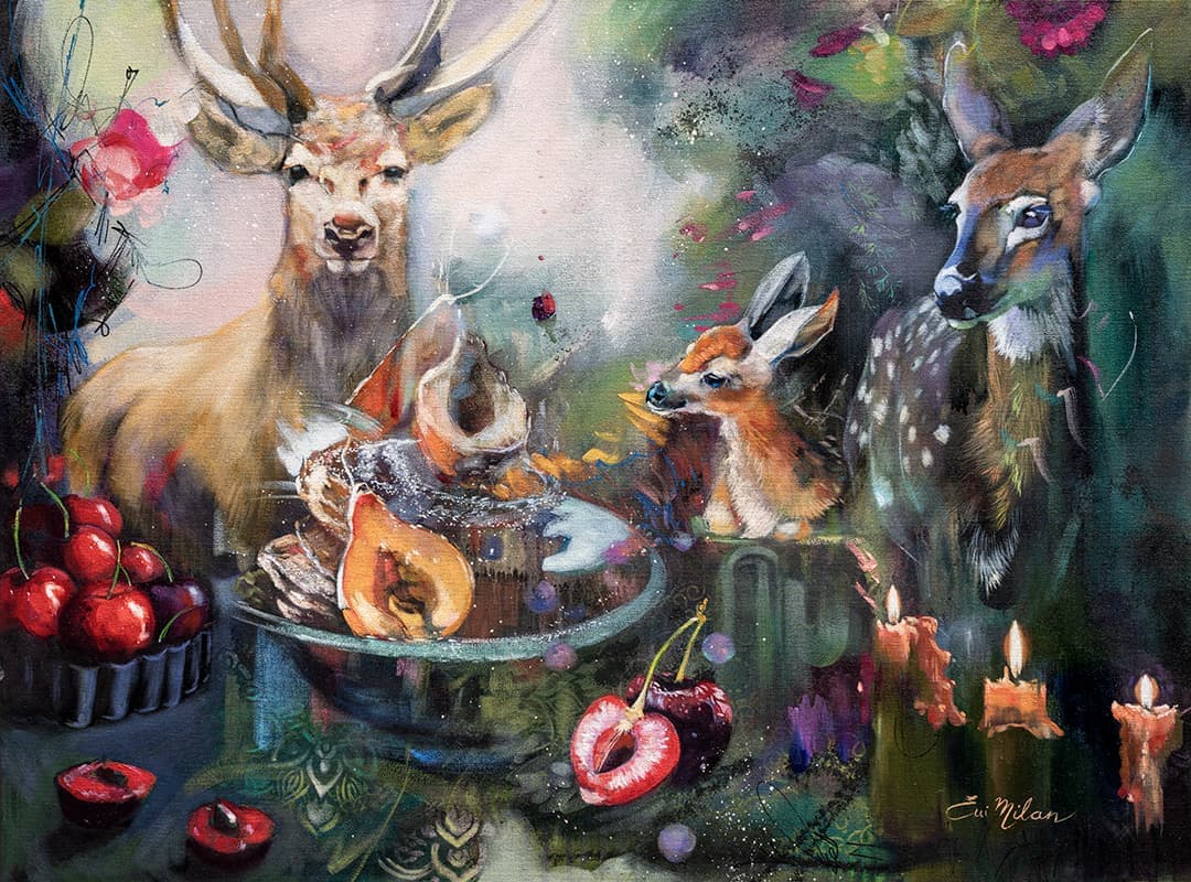 His Raising Cakes Sustains Me - Original Artwrok by Elli Milan